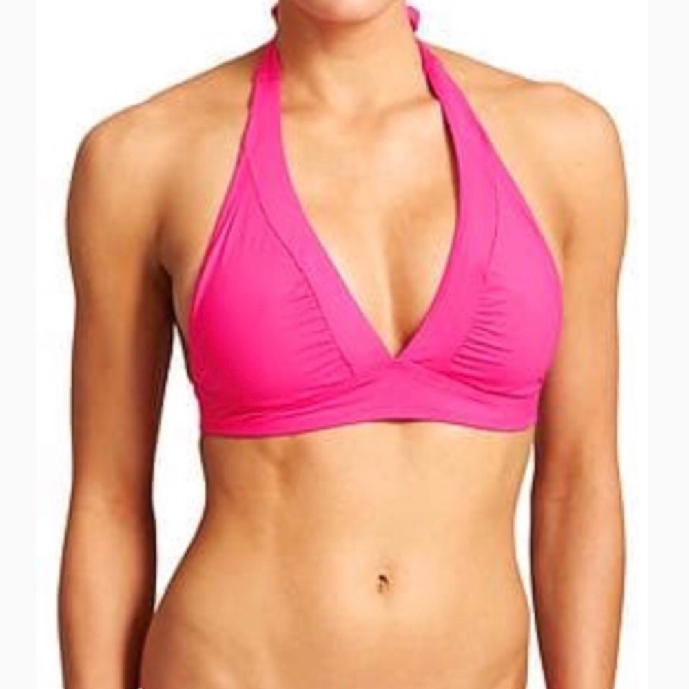 Athleta Shirrendipity Hot Pink Halter Bikini Top